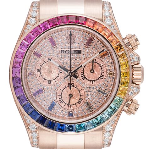 rolex daytona 18ct everose gold custom rainbow|rolex 18 ct dial.